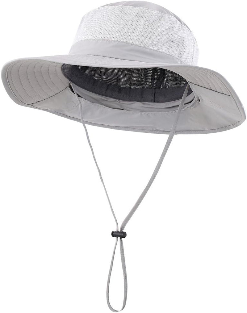 Outdoor UPF50+ Mesh Sun Hat Wide Brim Fishing Hat with Neck Flap