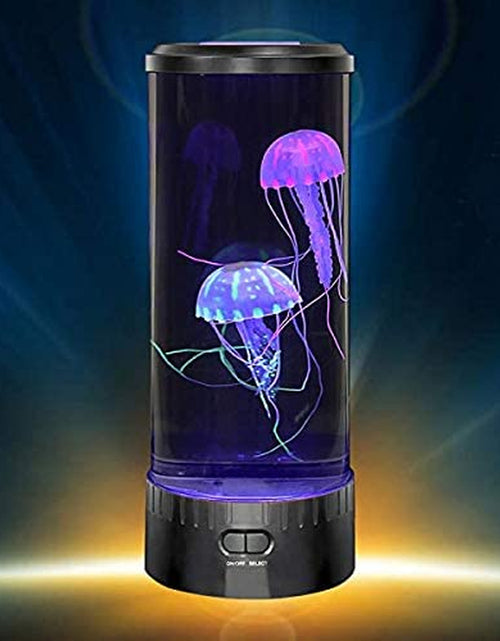 Load image into Gallery viewer, LED Jellyfish Lava Lamp round with 18 Leds &amp; Vibrant Multi Color Changing Light Effects. the Ultimate Large Sensory Synthetic Jelly Fish Tank Aquarium Mood Lamp. Ideal Gift (Large)
