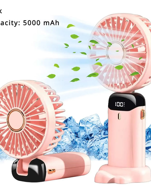 Load image into Gallery viewer, 5000Mah Portable Fan Rechargeable 90° Foldable 5 Speed Mini Air Conditioner Small Fan Air Cooler with LED Digital Display
