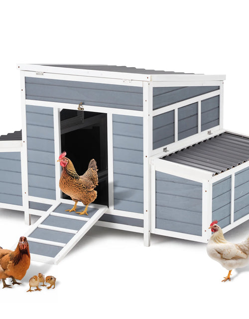 Load image into Gallery viewer, Chicken Coop 56&quot; Large Wooden Chicken Hutch with 6 Nesting Boxes Outdoor Hen House Chicken Cage W/Ramps, Removable Tray for Easy Cleaning
