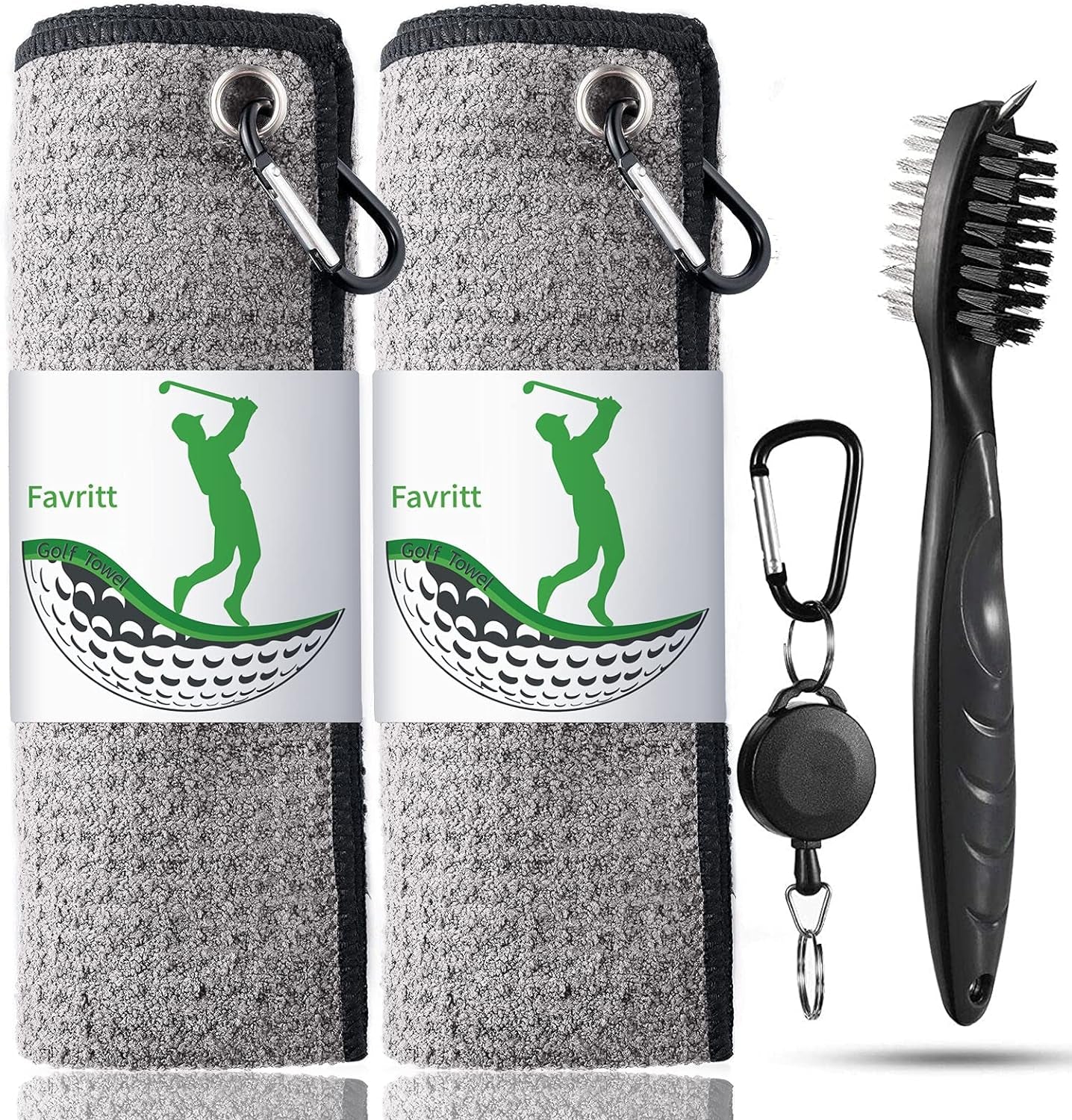 Golf Towel for Golf Bag with Clip and Accessories Set Golf Cleaning Brush Golf Club Cleaner Golf Gift for Men ，Women, Children