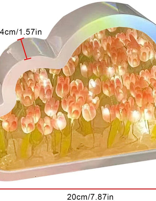 Load image into Gallery viewer, DIY Tulip Night Light, Cloud Tulip Mirror Night Light, Simulation Flower Bedroom Sleeping Table Lamp, Night Light for Bedroom,Creative Living Room Bedside Desktop Ornaments Girls(Pink)
