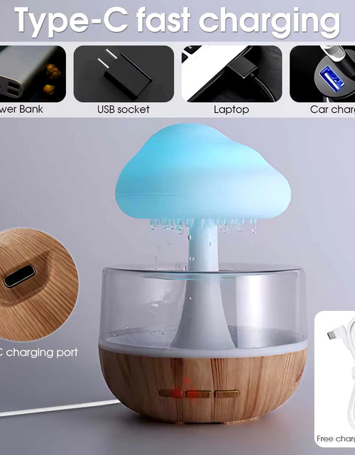 Load image into Gallery viewer, Rain Cloud Humidifier Rain Colorful Mushroom Cloud Raindrop Atmosphere Lamp Night Light Essential Oil Humidifier Machine
