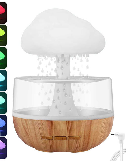 Load image into Gallery viewer, Rain Cloud Humidifier Rain Colorful Mushroom Cloud Raindrop Atmosphere Lamp Night Light Essential Oil Humidifier Machine
