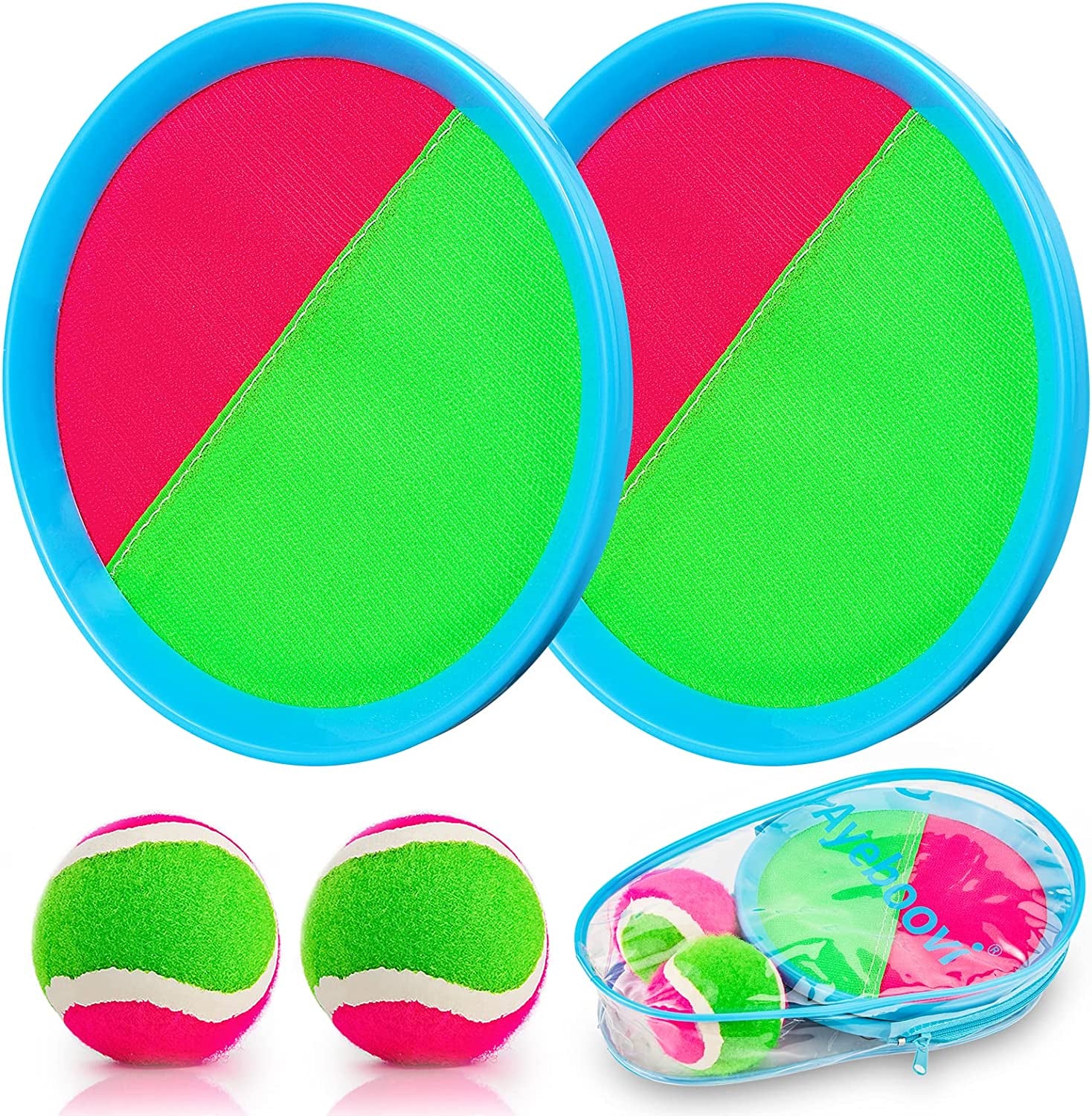 Toss and Catch Game Outdoor Toys for Kids Yard Beach Camping Toys Boys Ages 3 4 5 6 7 8 9 10 Year Olds Gifts (2 Paddles 2 Balls)